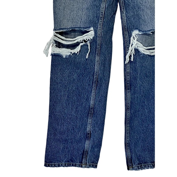 NWT Topshop Mid Rise Loose Fit Dad jeans Blue Washed Womens Size 2 - Picture 2 of 8